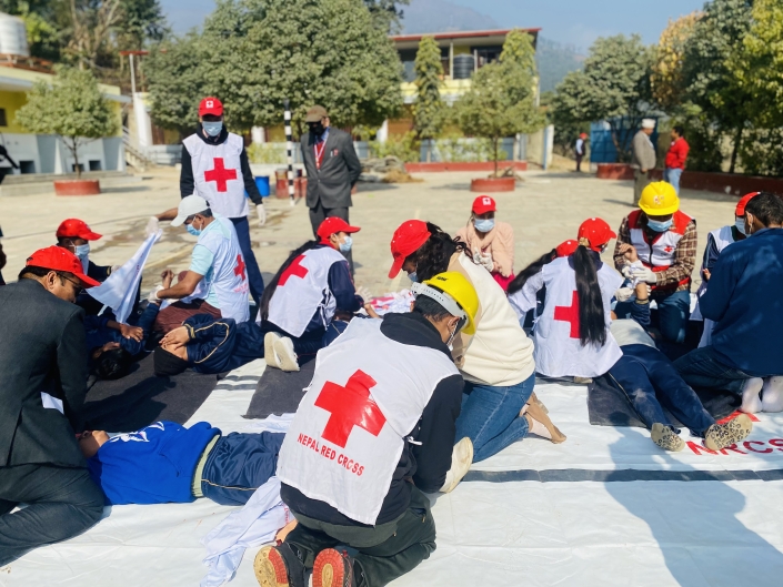 Earthquake emergency evacuation Drill, Fire Safety Drill, NCDM, Red Cross, Dhading